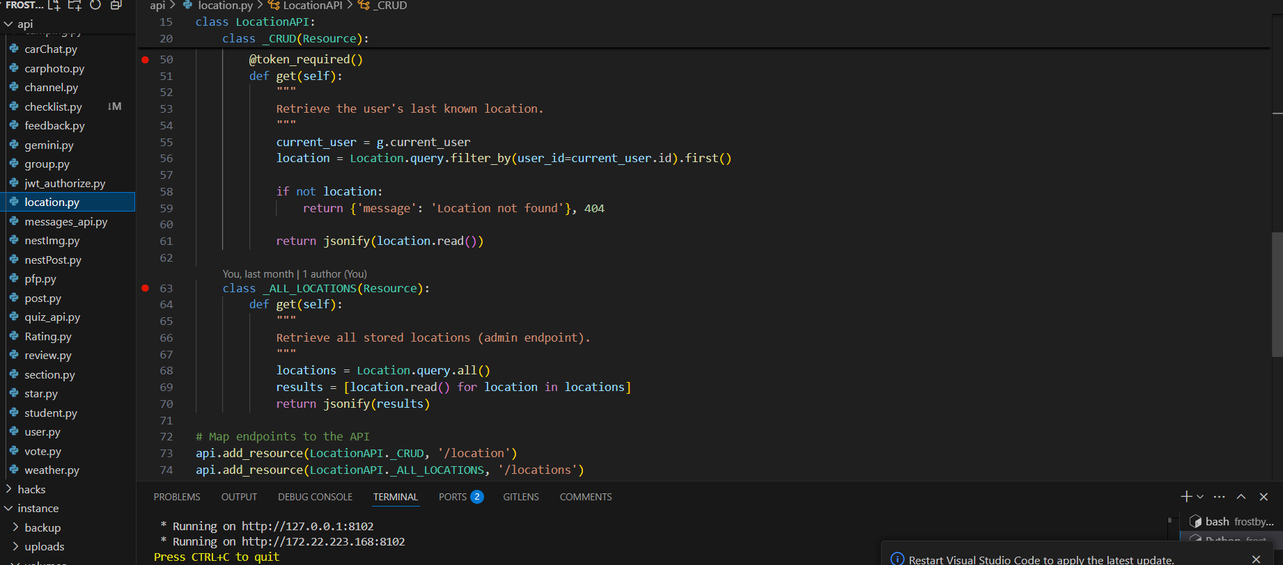 end of code